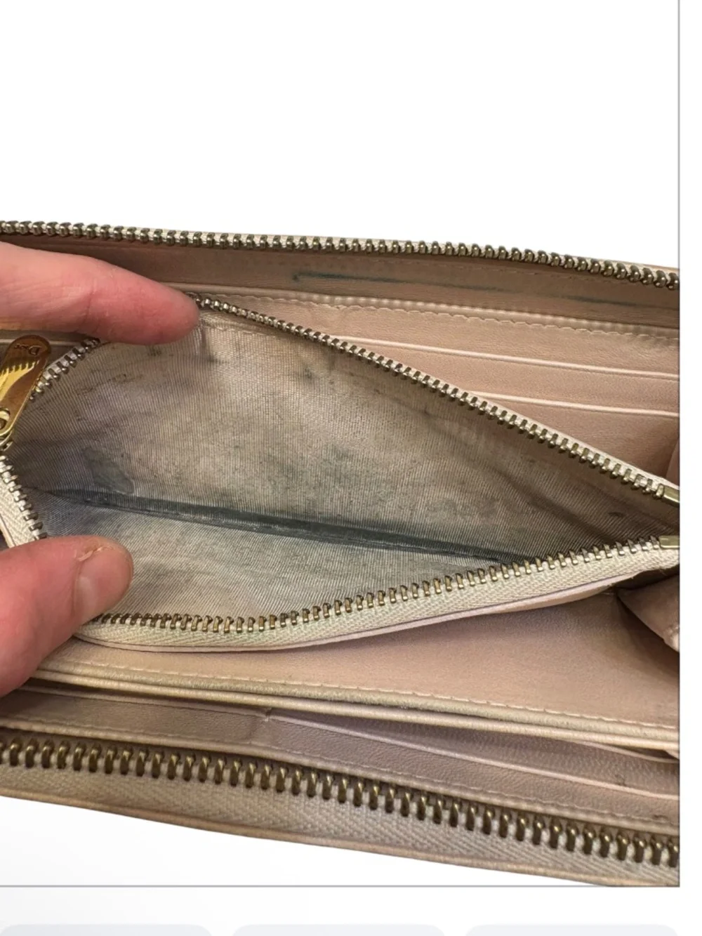 Dior pink studded zipper clutch bag wallet lady Dior